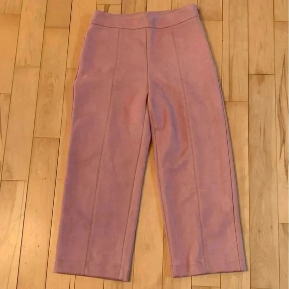Ann Taylor The Faux Suede Wide Leg Crop Pant Pink 6 Culottes Pants Cropped - Picture 2 of 7